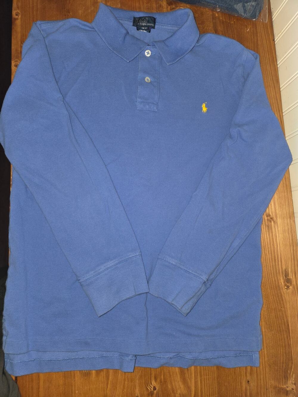 Ralph Lauren Boys L 14-16 Long Sleeve Blue Mesh Polo Shirt